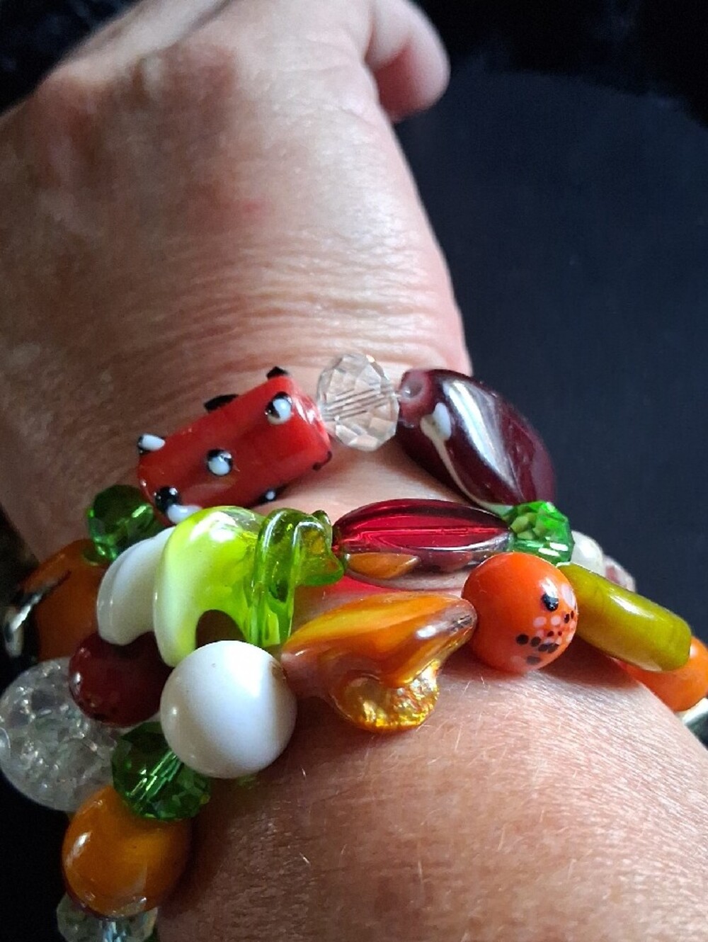 Handmade Multicolor Beaded Bracelet - Vibrant Mixed Glass Beads - Picture 6 of 8